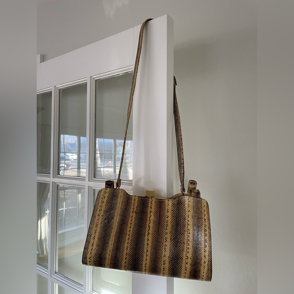 Vintage snakeskin compartment handbag